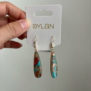 Dylan Jewelry Samira Earring Imperial Jasper Mixed Stone Skinny Teardrop Dangle